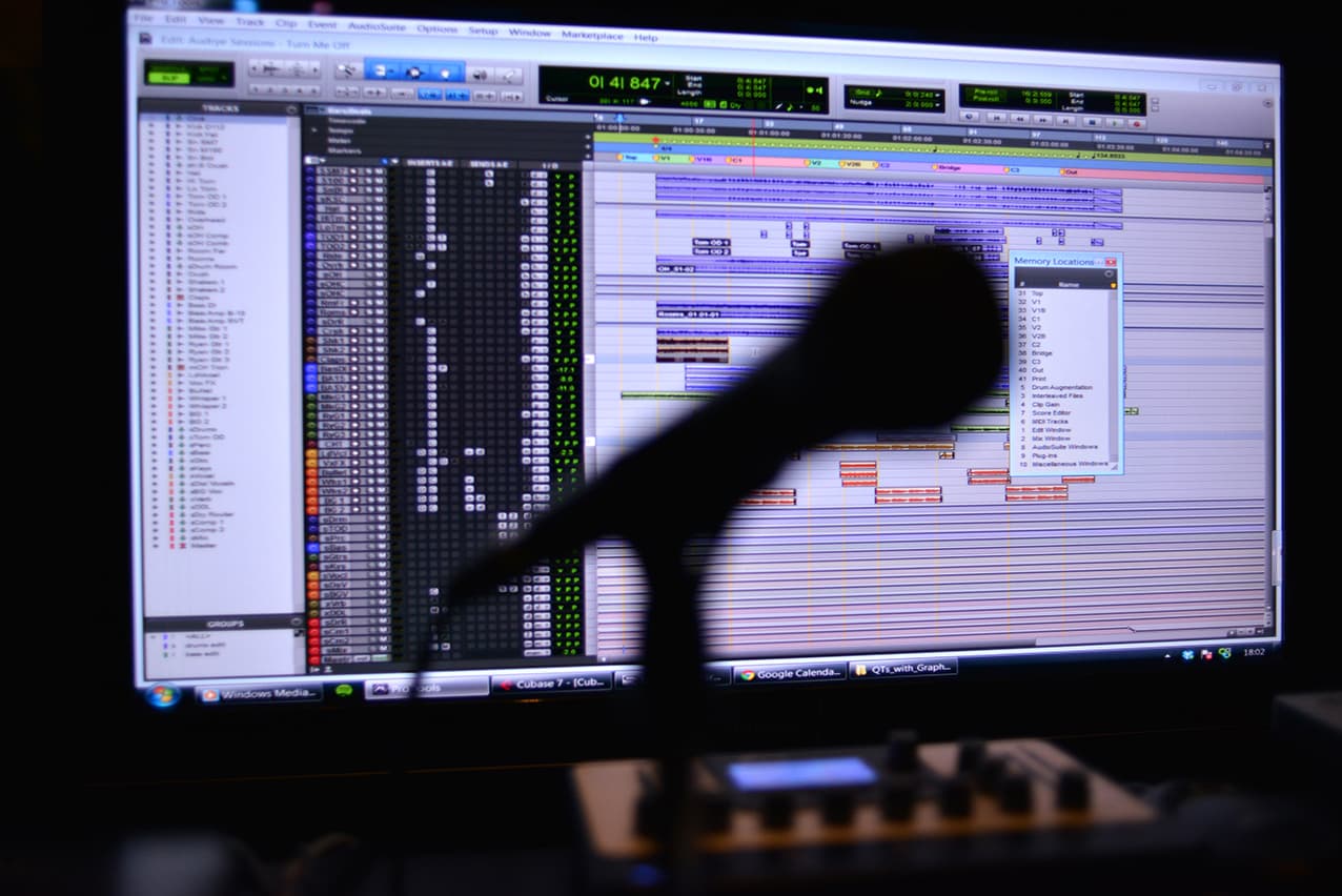Professional voice over recording microphone in a London recording studio