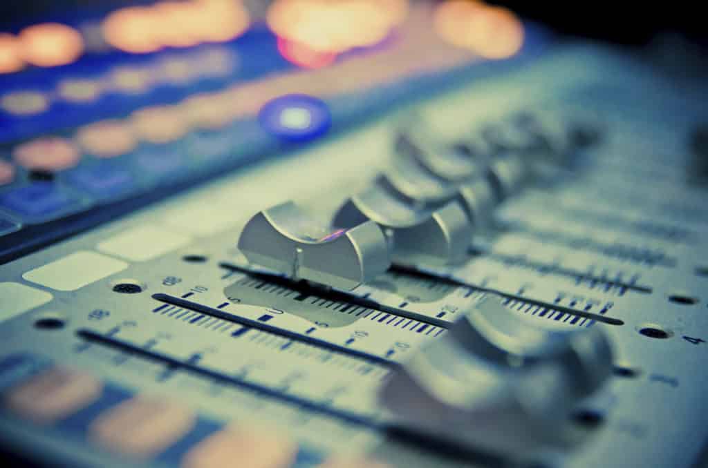 Professional music mixing console in a London studio