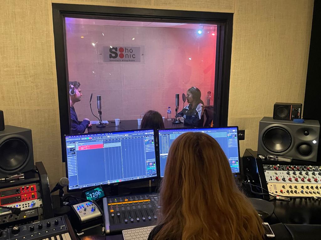 Podcast recording studio at Soho Sonic, central London